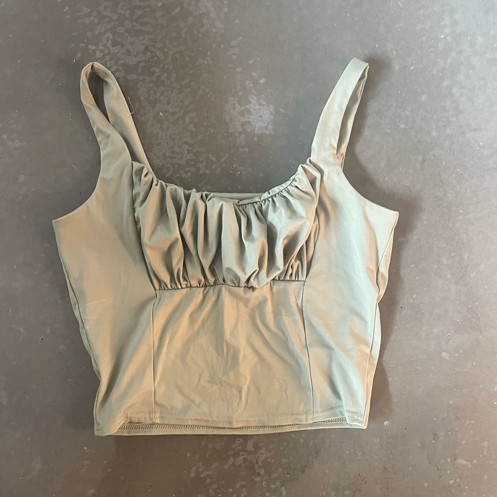 Green Ruched Women's Top - Picture 2 of 4